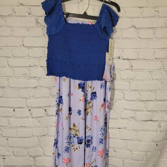 Big Girls 2 Piece Smocked Flutter Top and Printed Chiffon Pant Set - Picture 1 of 9